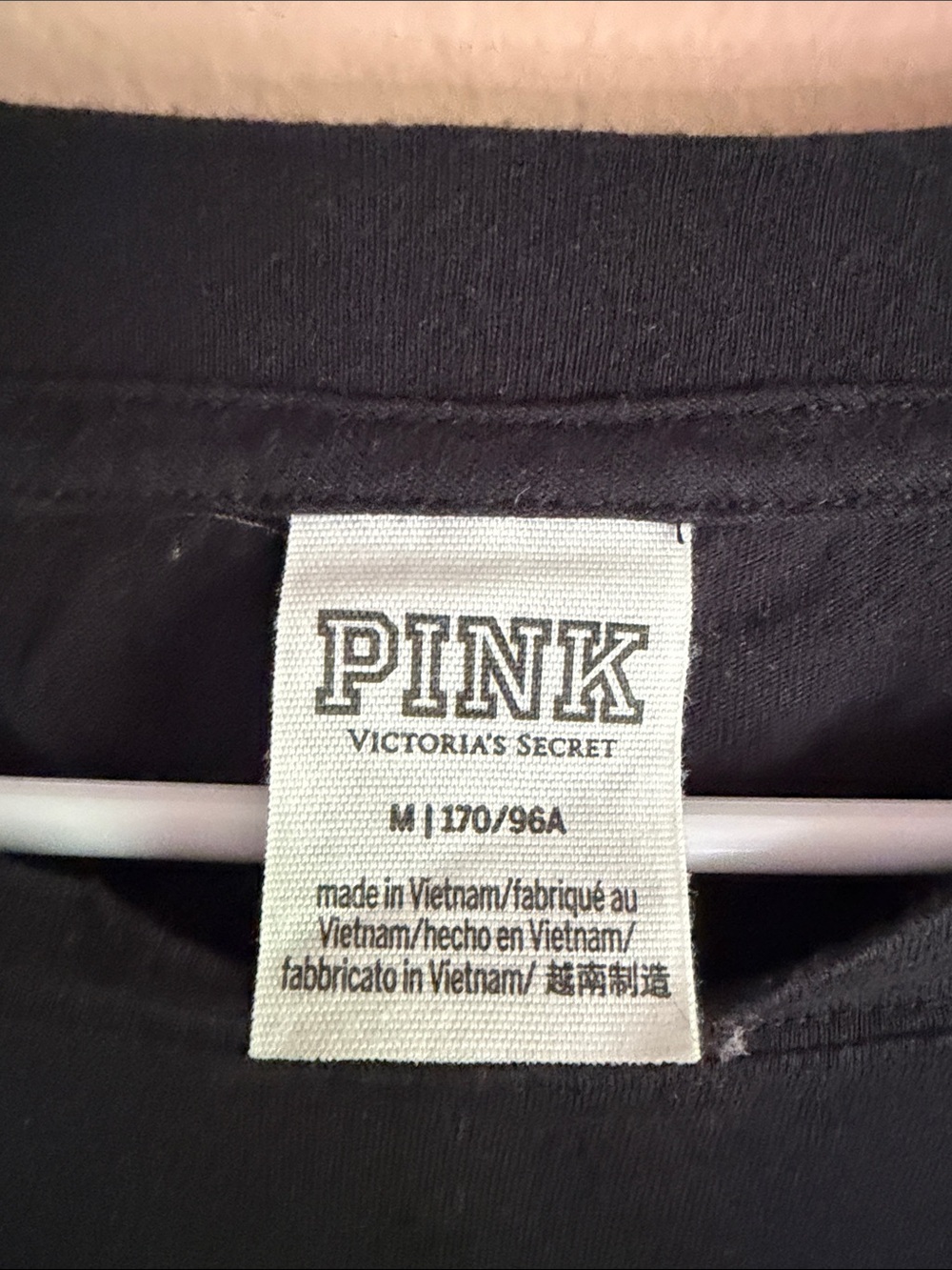 PINK Victoria's Secret Black Long-Sleeve Tee with Silver Sequin Logo - Picture 2 of 6